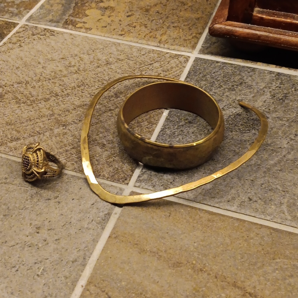 Boho Brass Bracelet,  Collar, and Ring set